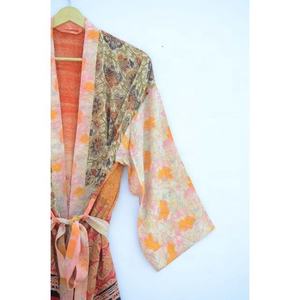 New Arrival Women's <b>Vintage</b> Floral Print Silk Kimono Robe Sexy Summer Nightwear Beach <b>Bikini</b> Cover Spring Bathing Gown Autumn - Product Image 2