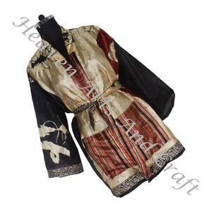 KS006 Kimono bohème en soie Vintage Sari court Boho Gypsy Sari recyclé soie Vintage Sari Kimono Robes courtes robe vêtements de nuit pour femmes - Product Image 4