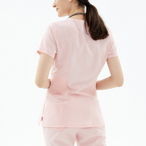 100% Premium Quality Customized Design Medical <b>Scrub</b> <b>Sets</b> O-Neck Short Sleeve Elastic Waist Woven Cotton-Polyester Uniform - Product Image 6