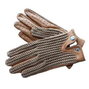 Gants de conduite vintage classiques pour hommes Robe de chauffeur imperméable en cuir de chèvre pour gants d'hiver Protection UV Dos crochet - Product Image 3