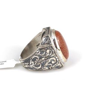 Men's 925 <b>Sterling</b> <b>Silver</b> <b>Ring</b> Oval Star Stone <b>Set</b> in Bezel Setting Pen-Shaped for Everyday Wear - Product Image 4