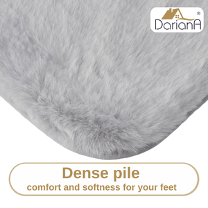 พรมขนสัตว์เทียมสีเทา DarianA ขนาด 160x220 ซม. พรมปูพื้นนุ่มสำหรับใช้ภายในบ้าน พร้อมแผ่นรองกันลื่นแบบตาข่าย 3 มิติ - Product Image 3