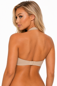 Sujetador halter sin costuras para mujer, sin aros, de color liso, transpirable, de elastano/nailon, sin espalda, sexy, con copas preformadas. - Product Image 4