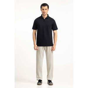 Polo de Punto Sólido de Corte Regular para Hombre, Manga Corta con Spandex, Cuello Bordado, Ropa de Golf Cómoda e Informal - Product Image 6