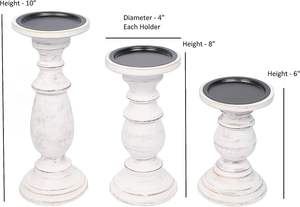 Set of 3 <b>Wood</b> Candle Holders Hand Carved Decorative Candle Holder for Living Room or Table Centerpiece - Product Image 6