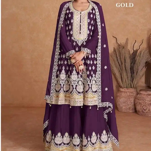 COSTUME SHARARA IMPRIMÉ NUMÉRIQUE DERNIER CONCEPTEUR CHINNON LOURD - Product Image 1