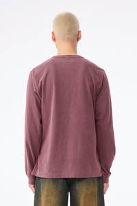 เสื้อยืดแขนยาวคอกลมผ้าคอตตอนเจอร์ซีย์แบบซักแล้ว สีชมพูอมเทา สำหรับทุกเพศ ขายส่ง ระบายอากาศได้ดี สไตล์ลำลอง รับผลิตแบบ OEM - Product Image 4