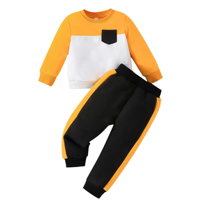 Ensemble de survêtement décontracté deux pièces imprimé grande taille pour enfants, respirant, hiver, sweat-shirt et pantalon de survêtement unis, couleurs personnalisables - Product Image 4