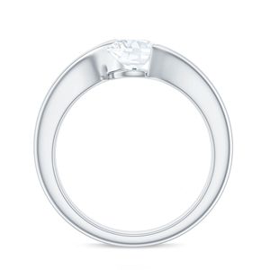 Round Cut <b>Solitaire</b> \ Bypass Engagement <b>Ring</b> \\ 925 Sterling <b>Silver</b> - Product Image 2