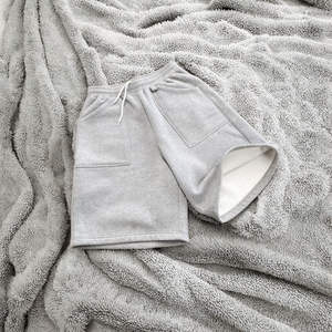 <b>Men's</b> Casual Fleece <b>Shorts</b> Solid 100% Cotton Heavyweight Summer Beach Gym Wear Quick Dry Breathable Cozy Custom Logo Mid <b>Waist</b> - Product Image 3