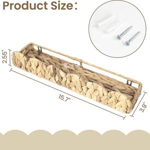 ชั้นวางของติดผนังหวายแบบดั้งเดิมขายดี พร้อมตะขอ ลายแนวนอน ชั้นเก็บของหวายธรรมชาติ โดย Viettime Craft - Product Image 5