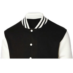 Veste universitaire sur mesure en gros d'usine, conception OEM, respirante, coupe-vent, haute qualité, broderie pour hommes, patch frontal en cuir véritable - Product Image 2