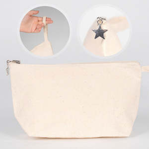 Handmade Luxury Normcore/Minimalist Cotton Canvas Clutch Bag Women 7 Inch Zipper Closure Strap Pearl Decoration Daily Use - Product Image 1