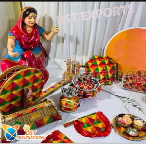 Statues Punjabi durables professionnelles spéciales pour les événements de mariage de nuit Jaggo Décoration de statue en fibre Thème Bhangra multicolore - Product Image 1