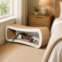 Grattoir à chat moderne de luxe 2 en 1 pour l'intérieur &amp;   Plateau avec hauteur réglable en bois