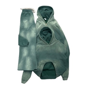 Custom Plain Distressed Hoodie and Baggy <b>Sweatpants</b> <b>Set</b> Heavyweight Acid Wash <b>Sweatpants</b> and Hoodie Tracksuit for Men - Product Image 2