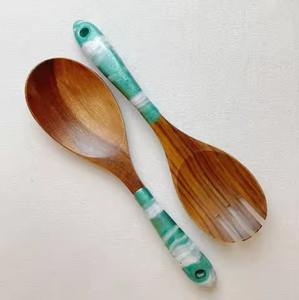 <b>Gold</b> Plated Salad Server <b>Spoon</b> & Fork Set Wedding Table Decor <b>Spoon</b> Salad Server Long Rope Twisted Design Handle - Product Image 1