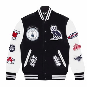 Chaqueta Universitaria de Lana Personalizable con Mangas de Cuero y Logotipos Bordados, Disponible al por Mayor OEM/ODM - Product Image 5