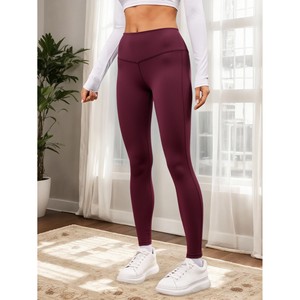 กางเกงโยคะเอวสูง Lj สำหรับผู้หญิง ผ้ายืดสแปนเด็กซ์เต็มตัว ยกกระชับรูปร่าง ไร้ตะเข็บ กางเกงออกกำลังกายสีพื้น เอวยางยืด ผลิตในจีน - Product Image 5