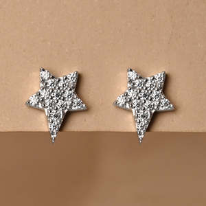 NOVAMART Fine Vintage Trendy 925 Sterling Silver Star <b>Studs</b> <b>Earrings</b> Rose Gold 18K Plated Featuring Diamond Zircon for Engagemen - Product Image 2