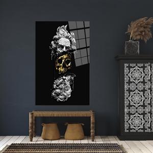 Impresión en lienzo de Poseidon y Calavera Dorada: Arte moderno para pared de loft, arte en vidrio templado - Product Image 1