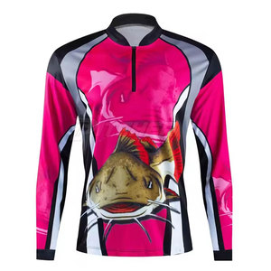Chemise zippée de pêche respirante 100% polyester, tissu doux au toucher, coupe confortable, UPF 50, utilisation en extérieur - Product Image 1
