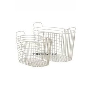 Set Of 2 Customized Size And Shape Available Heavy Duty Metal Wire Made Antique Stylish Designer Fruit And Bread <b>Storage</b> <b>Basket</b> - Product Image 1