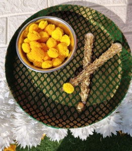 Plato Decorativo Haldi Mehndi, Regalo de Inauguración de Casa India, Kumkum Thali, Accesorios para Bodas Nikah, Accesorio para Ceremonia Lohri, Recuerdo de Fiesta - Product Image 4