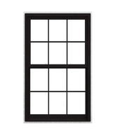 Fenêtres coulissantes verticales et horizontales de style américain en PVC noir, simples et doubles