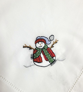 Serviette de table brodée personnalisée bonhomme de neige 100% coton Serviette de table de Noël pour la maison et les vacances d'hôtel - Product Image 2