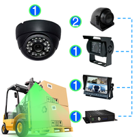 Enregistreur vidéo AHD 4 canaux 1080P |   360 °   Système de surveillance des angles morts pour camions, bus et chariots élévateurs |   Kit de caméra aérienne 4 broches