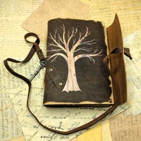 Carnet de notes et de croquis Neo Era fait main, style vintage, motif Arbre de Vie Celtique, format A5, couverture rigide, reliure cousue, bords festonnés, idéal comme cadeau