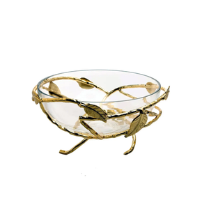 Bol en acier personnalisé de haute qualité piédestal en métal bol à fruits pour logo de décoration de table pour support de feuille en métal et laiton - Product Image 2