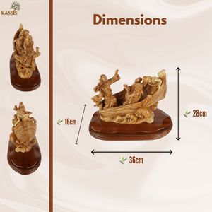 Escultura de Jesús Calmando la Tormenta en un Bote, Tallada a Mano en Madera de Olivo, 36 cm, Figura Religiosa Cristiana Hecha a Mano en Belén - Product Image 4