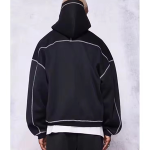 Sweat à capuche en coton lourd pour hommes Style vierge zippé surdimensionné avec conception de couture à l'aiguille - Product Image 2