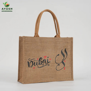 Bolsas de compras reutilizables personalizadas con logotipo, hechas de yute 100% ecológico para compras y viajes. - Product Image 5