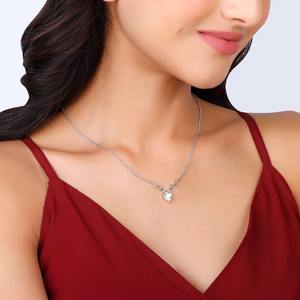 สร้อยคอจี้รูปหัวใจเขากวางชุบเงินทิเบตประดับเพชรซิคอน ยี่ห้อ Danta Gems ความยาว 45 ซม. + 5 ซม. ปรับได้ ใส่สบายผิว เหมาะสำหรับผู้หญิง สไตล์โรแมนติก - Product Image 3
