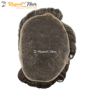 Venta al por mayor regente ligero atado a mano trama 100% cabello humano Remy estilo onda de agua natural tupé de encaje completo para hombres - Product Image 5