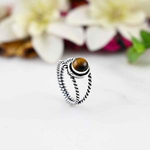 Anillo de Plata de Ley 925 con Piedra de Ojo de Tigre para Mujer, Estilo Boho, Joyería de Moda, Anillo Hecho a Mano, Regalo para Mamá - Product Image 4