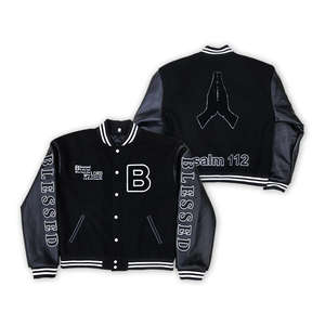 Veste universitaire en cuir véritable personnalisée, logo brodé, veste de collège, design gratuit - Product Image 1