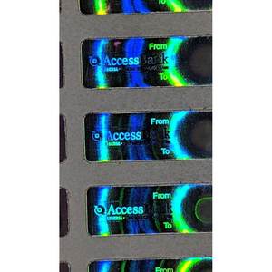 Autocollants personnalisés en aluminium holographique authentique Spick Global, 5 mm x 160 mm, adhésif permanent imperméable pour la promotion - Product Image 4