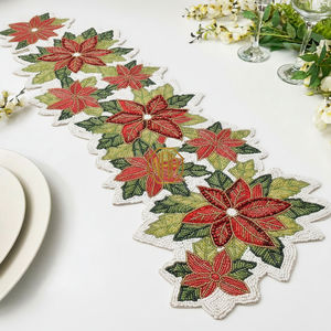 Chemin de table brodé à la main de 36 pouces, perles de verre de haute qualité, vente en gros - Product Image 1