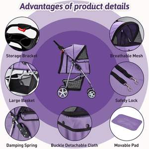 TH-PSP-470 Lightweight Aluminium Frame <b>Pet</b> Travel Carrier Sturdy Design <b>Car</b> <b>Seat</b> 4 Wheeler Travel Stroller for <b>Pets</b> - Product Image 4