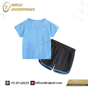 Ropa de entrenamiento Conjuntos deportivos Niños 2 piezas Conjunto de Yoga de verano Chándales Traje de correr Trajes Ropa deportiva Camiseta de manga corta Conjunto de pantalones cortos - Product Image 3