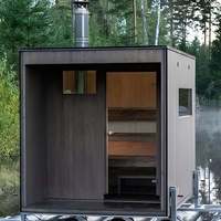 MH SAUNA Sauna extérieur moderne en bois massif avec panneau de commande informatique et poêle pour utilisation en parc