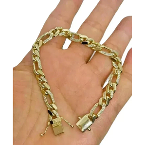 Bracelet Cubain pour Homme 8CT Cut Diamond Stylish 14K Yellow Gold Finish Bracelets Catégorie de produit Moissanite - Product Image 1