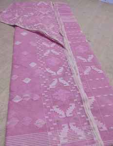 Exclusivo Deshi Dhakai Pink Jamdani Sharee Calidad de exportación para mujeres JAMDANI FABRIC Blue GREEN Golden Sky Blue de Bangladesh - Product Image 5