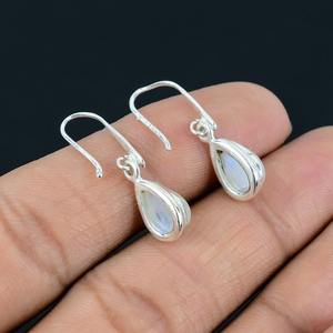 Pendientes giratorios de piedras preciosas de piedra lunar, joyería de plata de ley sólida 925, Pendientes colgantes perfectos para mujer, regalo para Fuego Azul - Product Image 2