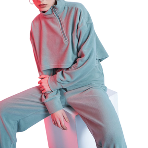 Sudadera con capucha de forro polar para mujer, estilo casual urbano, hombros caídos, transpirable, ecológica. - Product Image 5
