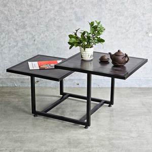 Modern Two-Tiered Nesting Sofa <b>Table</b> 104x50x45cm Convertible Wooden Top Iron Frame Durable Living Room Furniture for Entry Use - Product Image 3